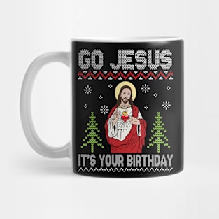 Snow Noel Tree Sweater Christmas Go Jesus It's Your Birthday Mug